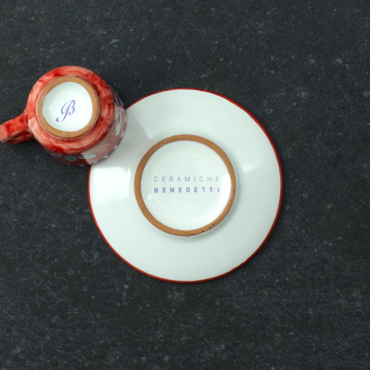 Hand-Decorated Vietri Ceramic Cup with Saucer