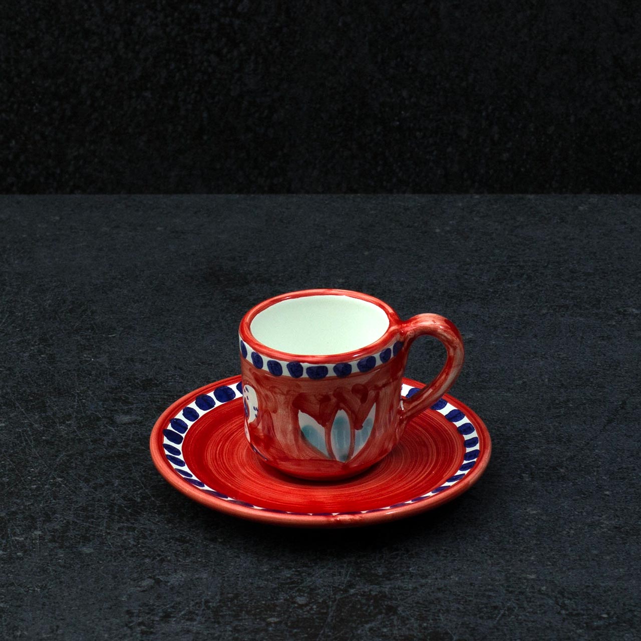 Hand-Decorated Vietri Ceramic Cup with Saucer