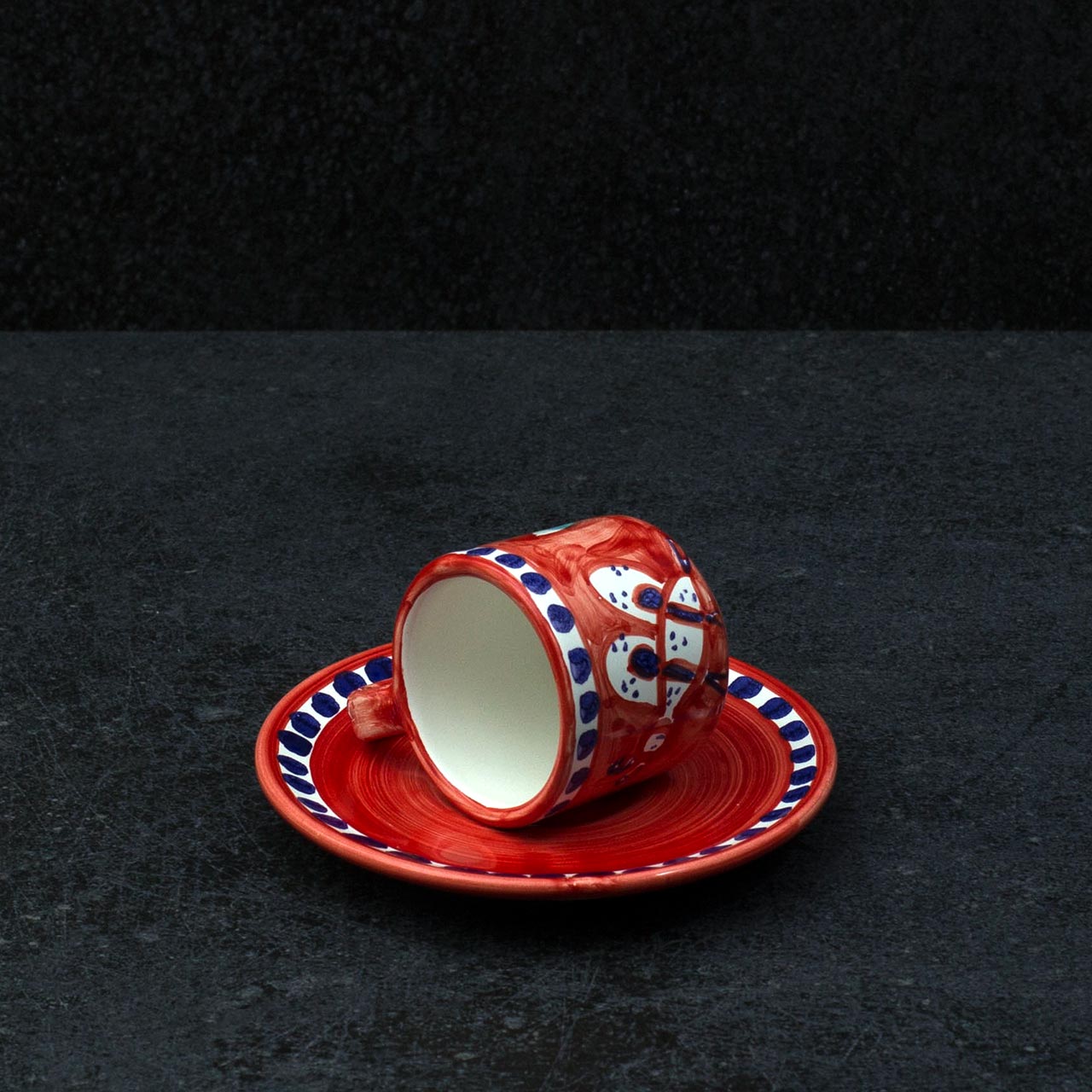 Hand-Decorated Vietri Ceramic Cup with Saucer