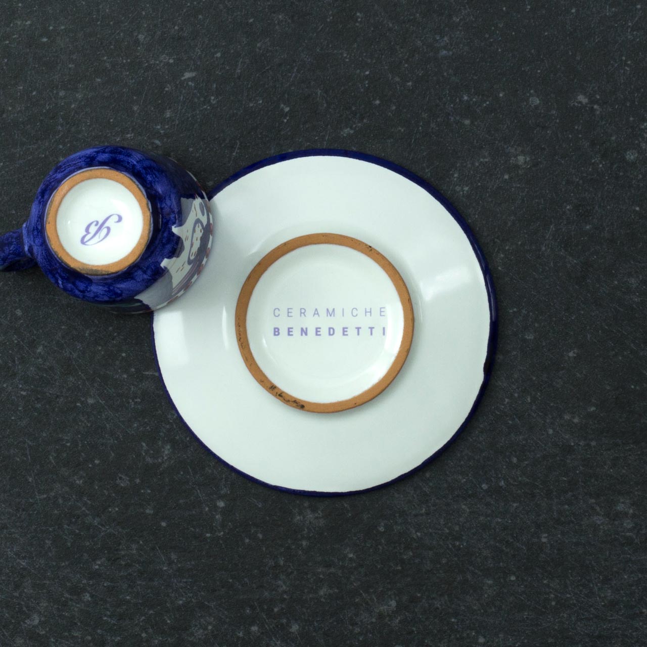 Hand-Decorated Vietri Ceramic Cup with Saucer