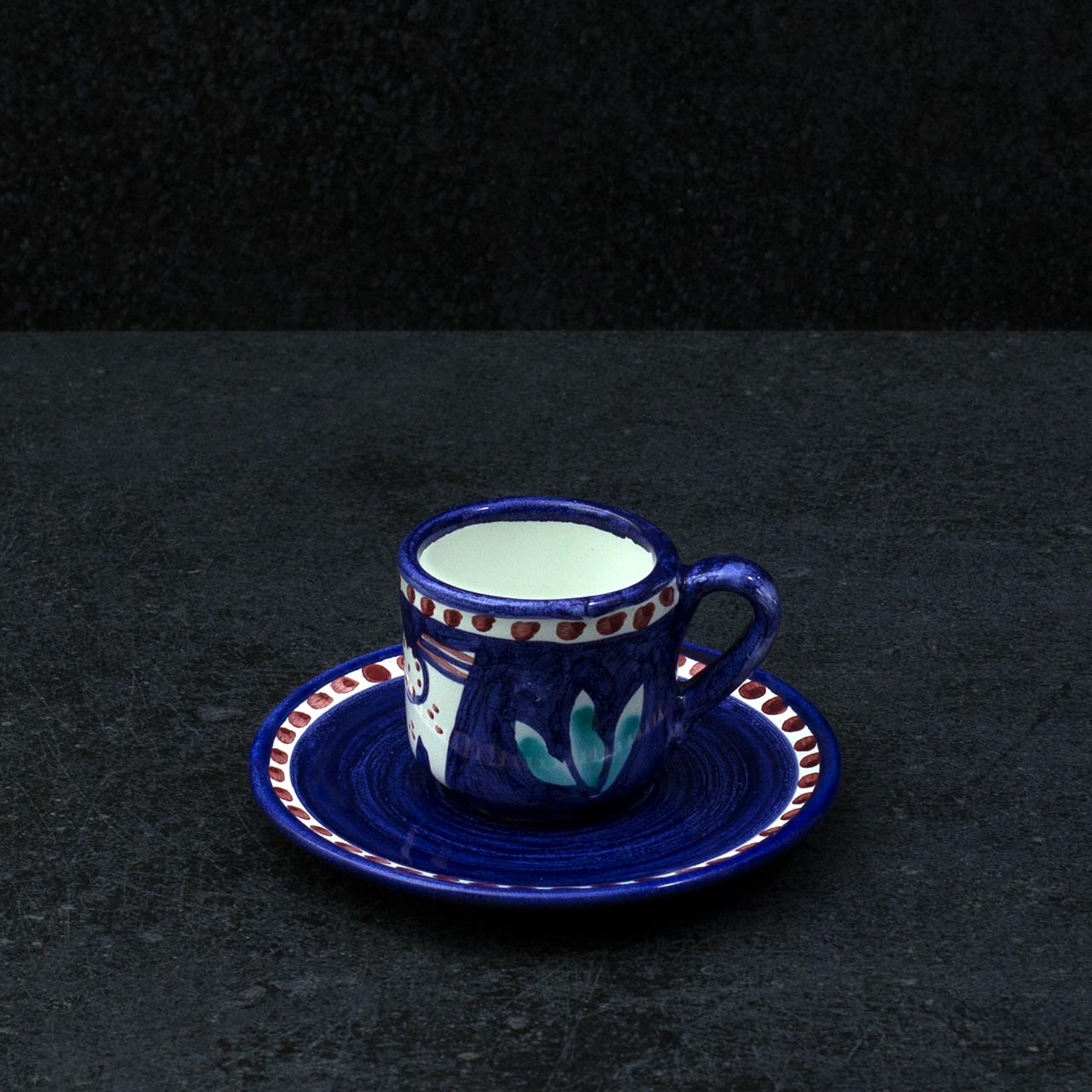 Hand-Decorated Vietri Ceramic Cup with Saucer