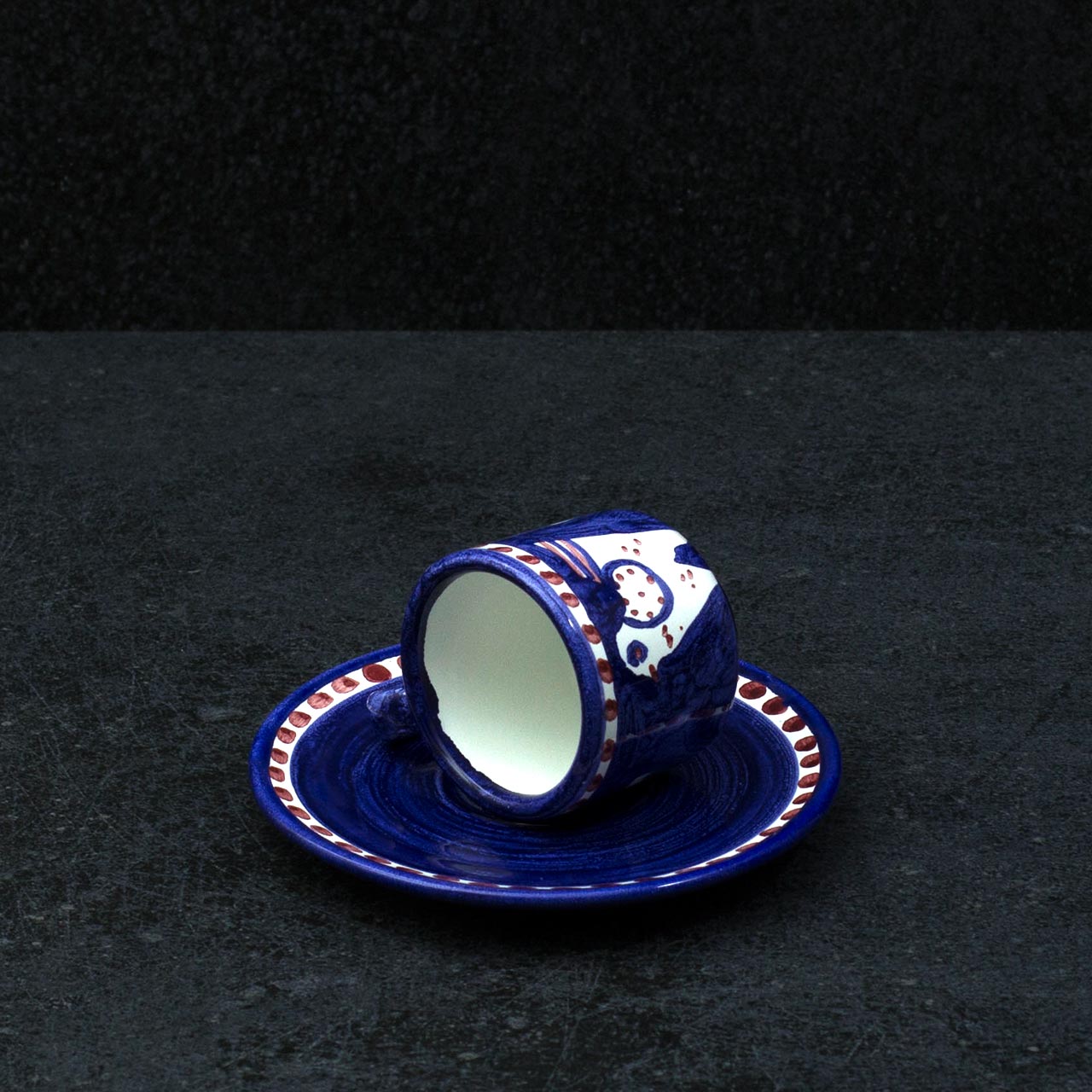 Hand-Decorated Vietri Ceramic Cup with Saucer