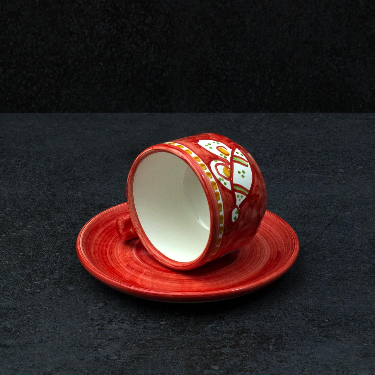 Tazza con Piatto in Ceramica Vietrese Decorati a Mano