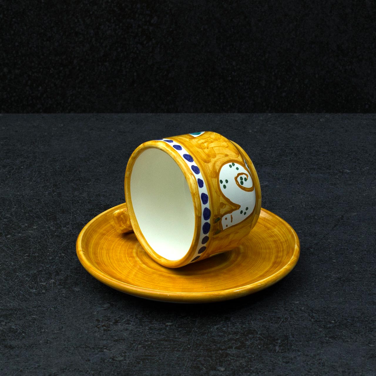 Tazza con Piatto in Ceramica Vietrese Decorati a Mano