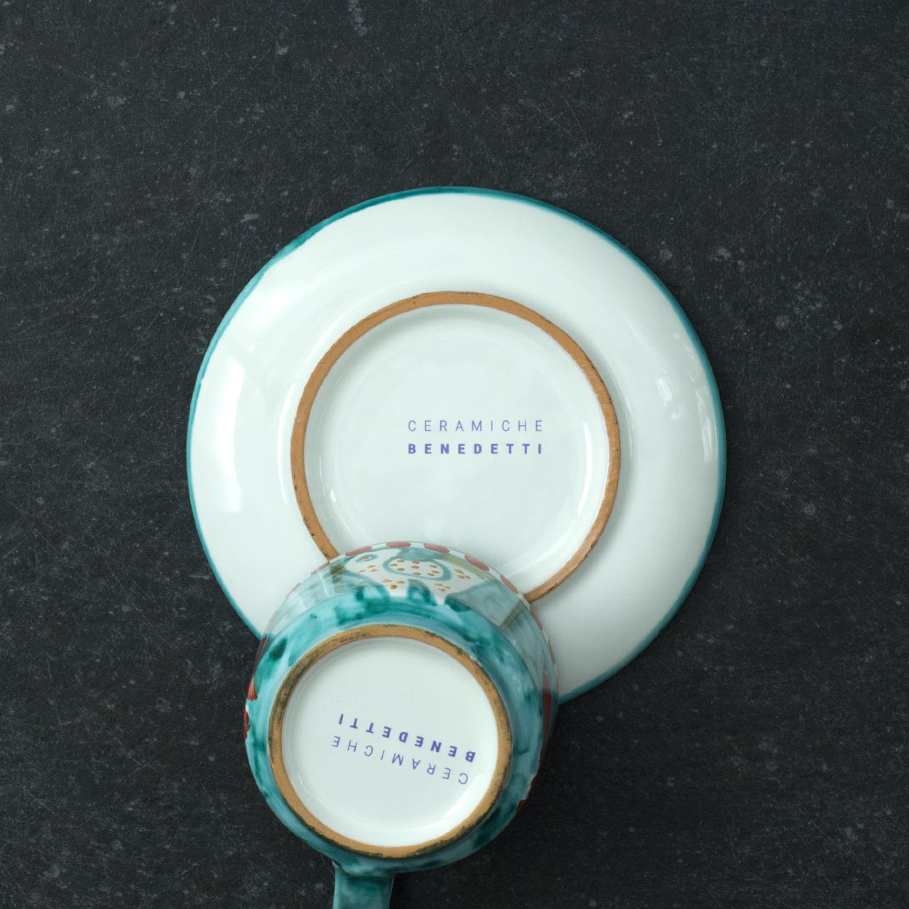 Tazza con Piatto in Ceramica Vietrese Decorati a Mano