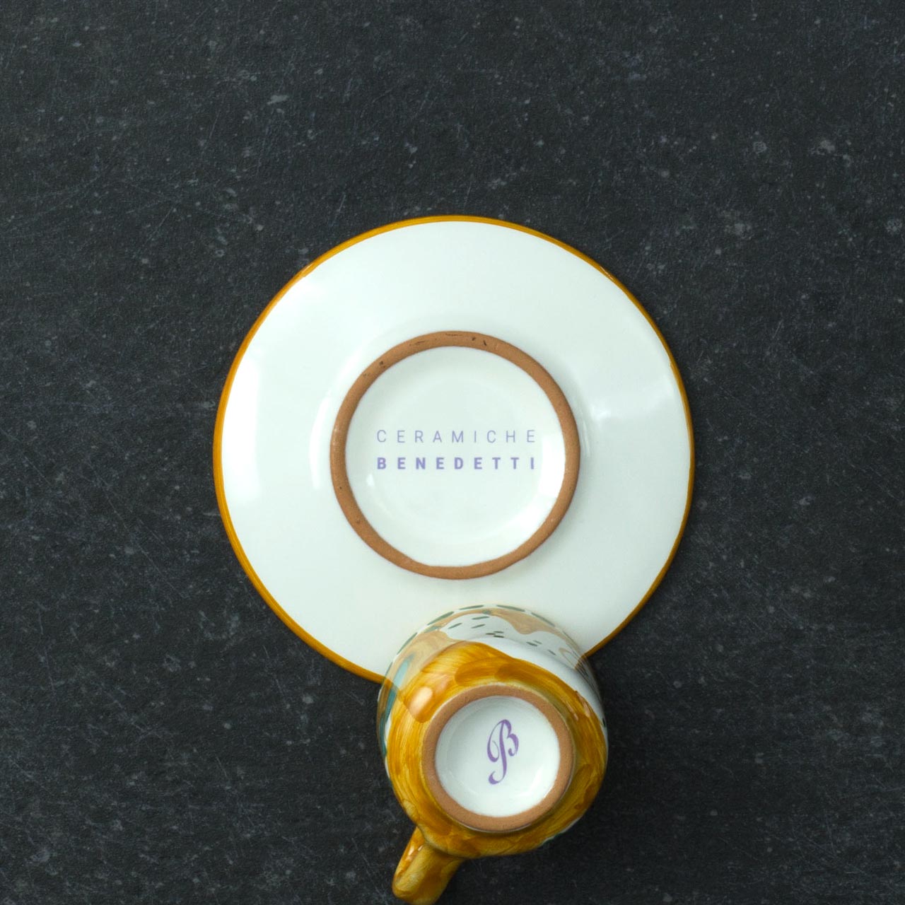 Hand-Decorated Vietri Ceramic Cup with Saucer