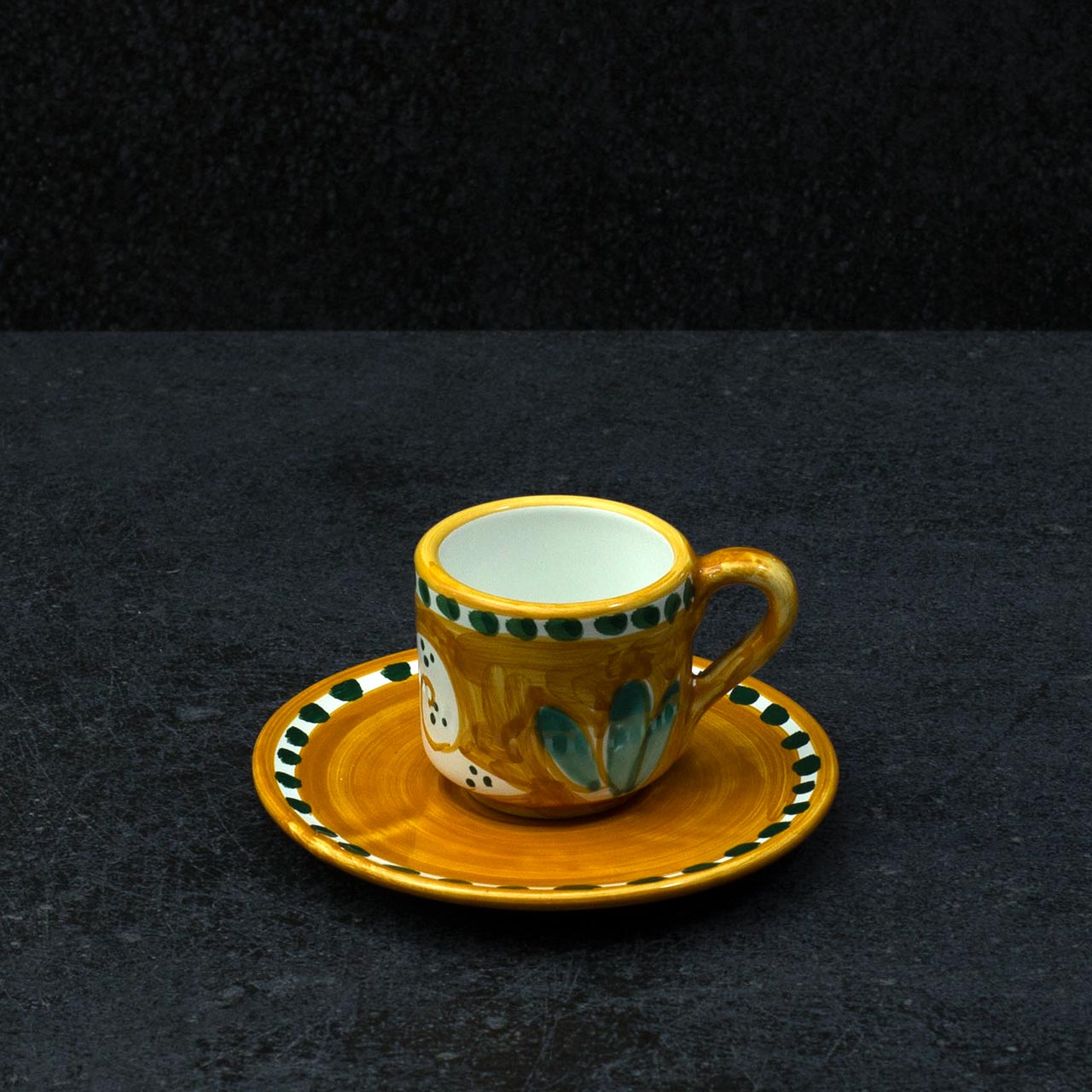 Hand-Decorated Vietri Ceramic Cup with Saucer