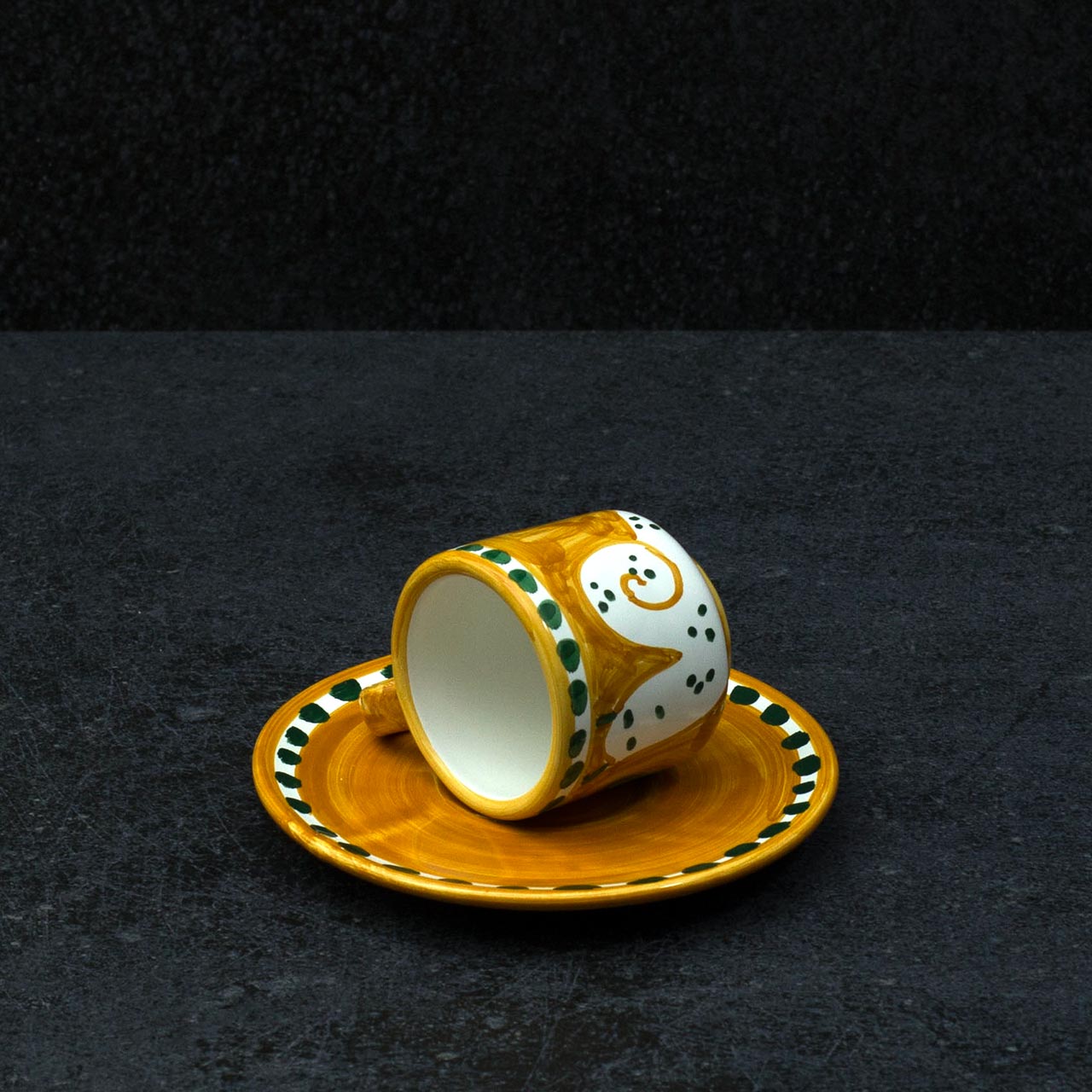 Hand-Decorated Vietri Ceramic Cup with Saucer