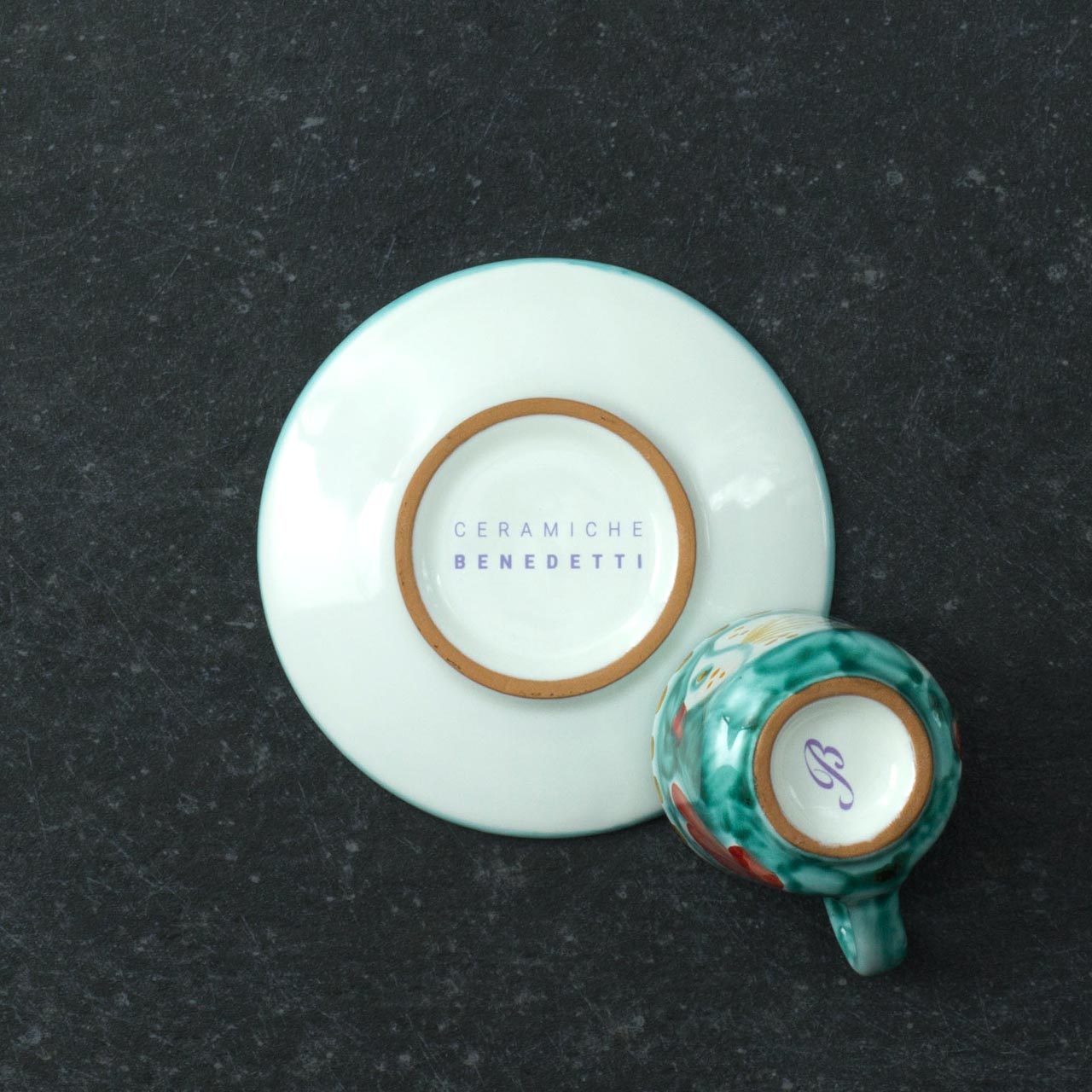 Hand-Decorated Vietri Ceramic Cup with Saucer