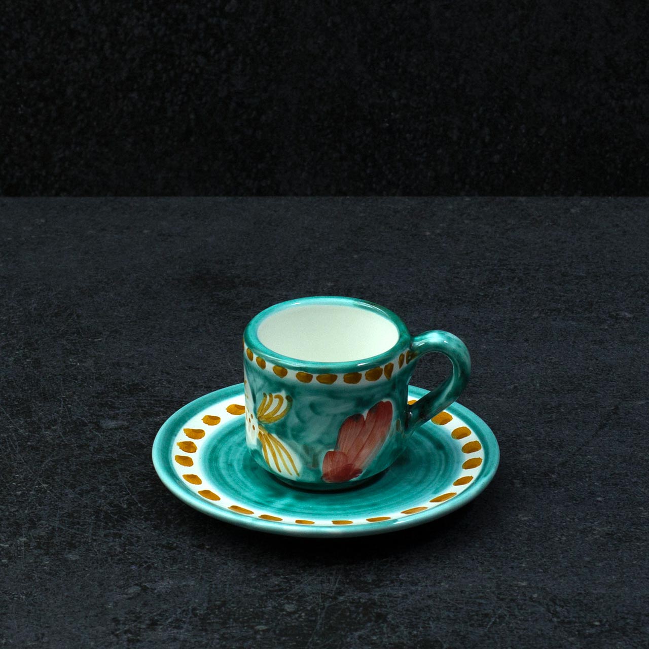 Hand-Decorated Vietri Ceramic Cup with Saucer