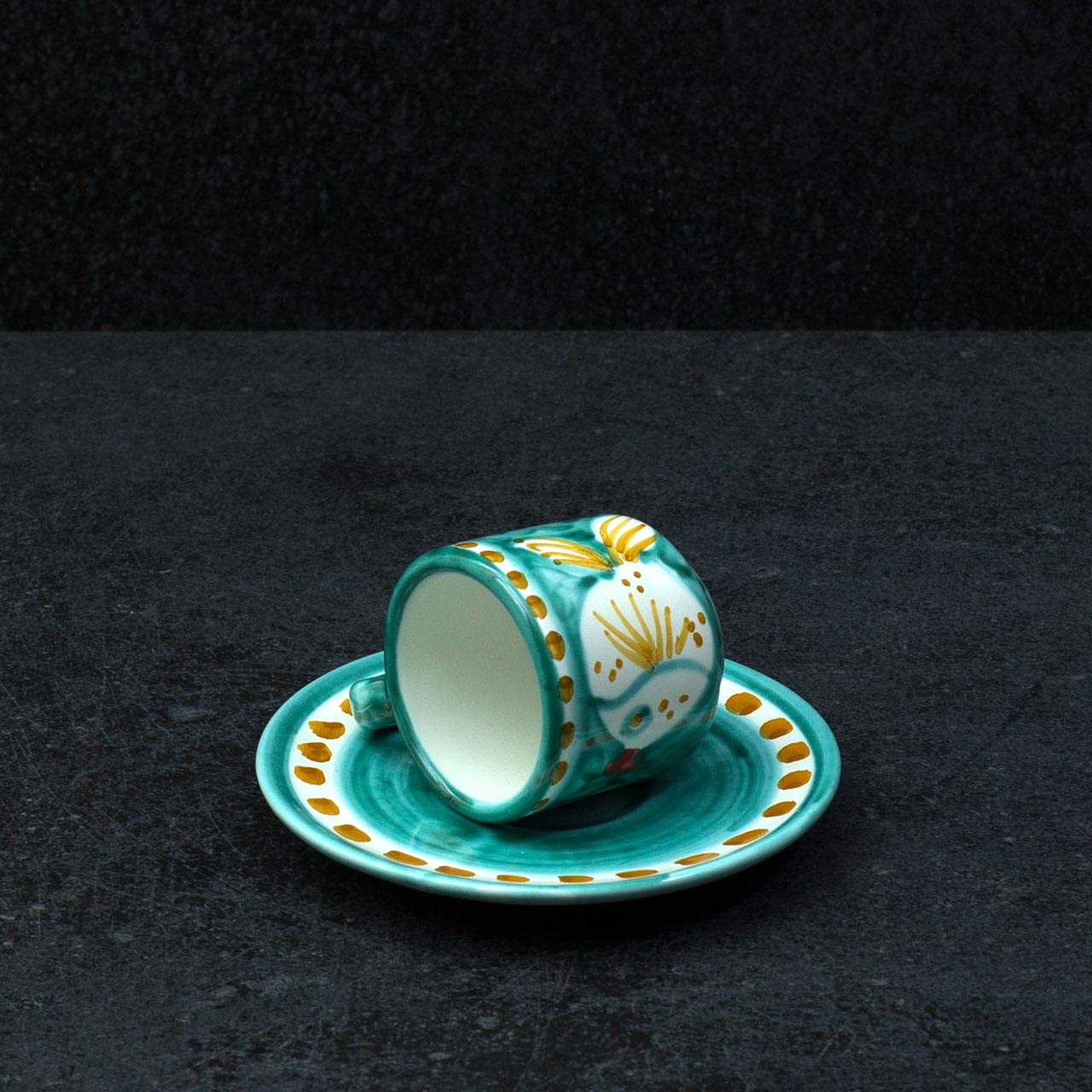 Hand-Decorated Vietri Ceramic Cup with Saucer