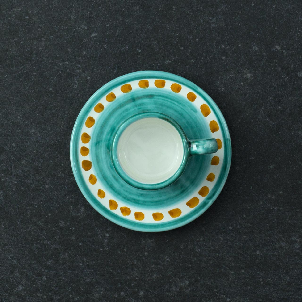 Hand-Decorated Vietri Ceramic Cup with Saucer