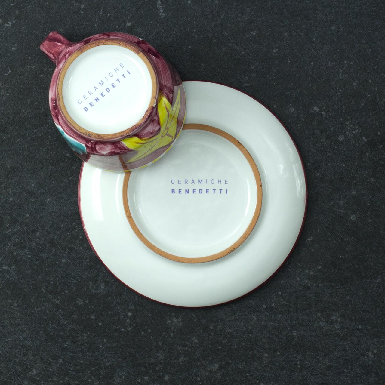 Tazza con Piatto in Ceramica Vietrese Decorati a Mano