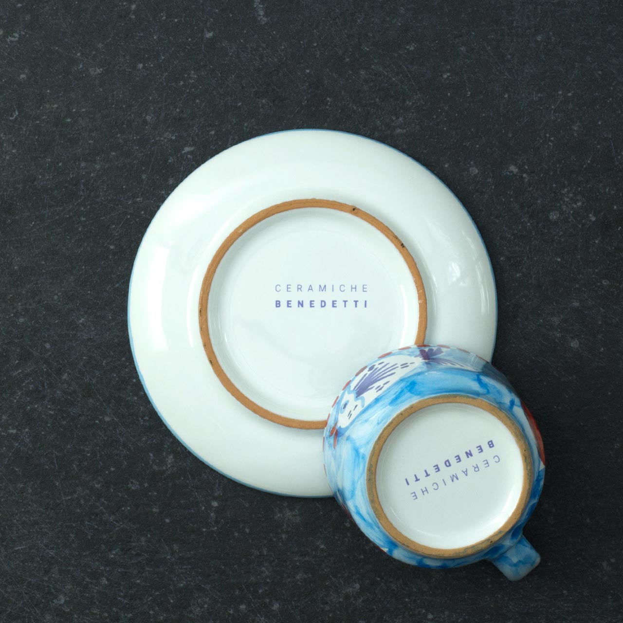 Tazza con Piatto in Ceramica Vietrese Decorati a Mano