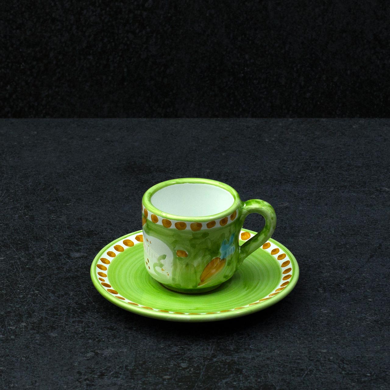 Hand-Decorated Vietri Ceramic Cup with Saucer