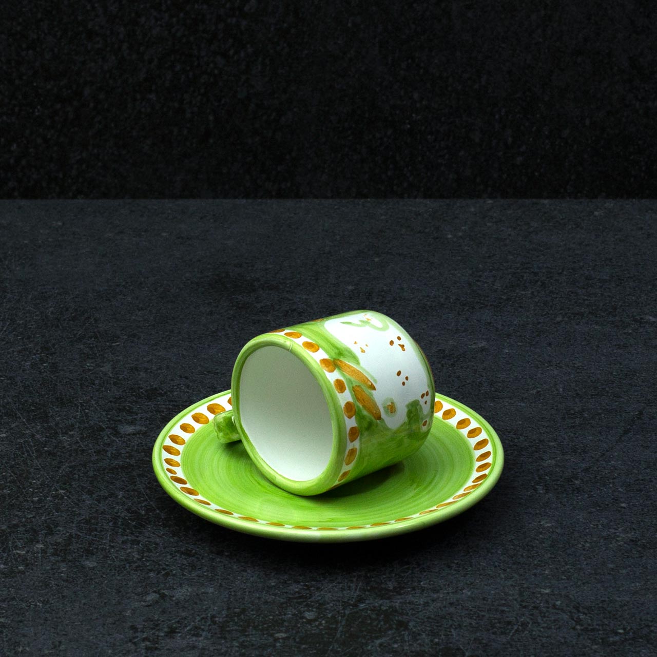 Hand-Decorated Vietri Ceramic Cup with Saucer