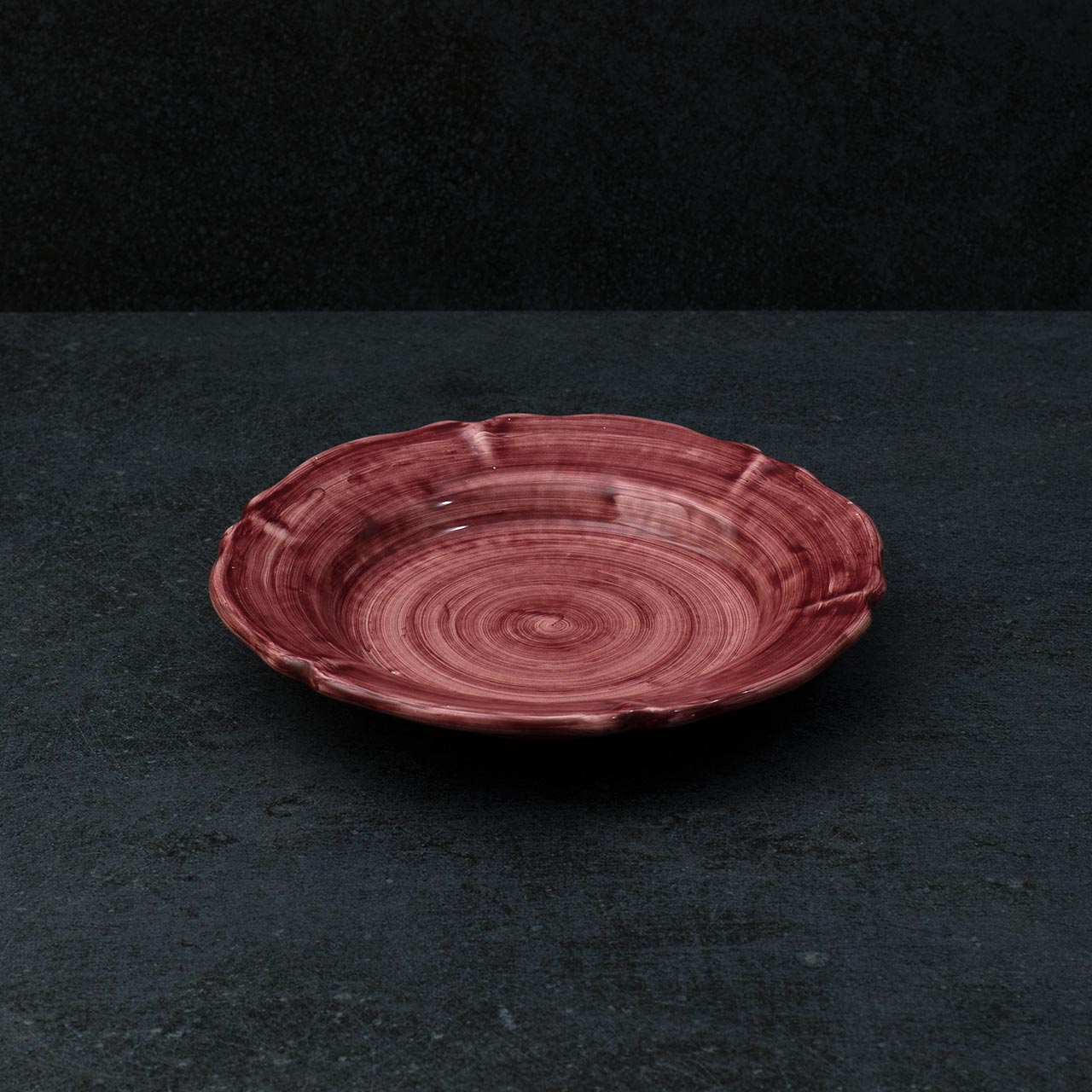 Hand-Brushed Scalloped Deep Plate in Vietri Ceramic