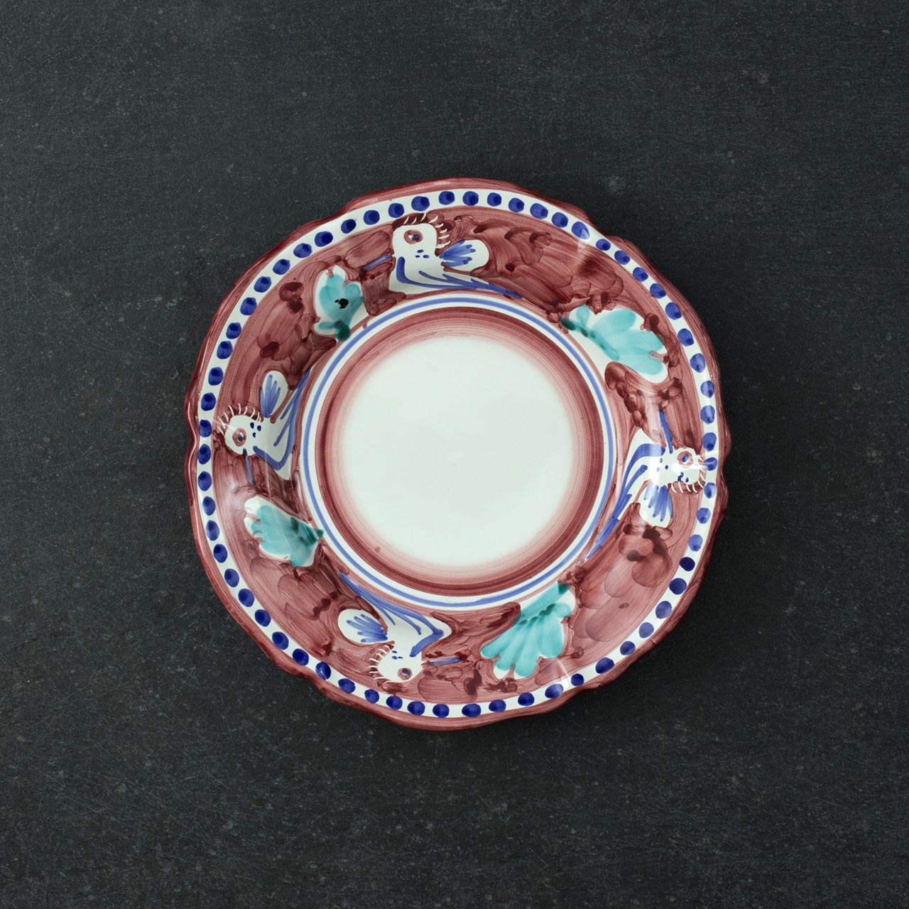 Piatto Fondo Smerlato in Ceramica Vietrese Decorato a Mano