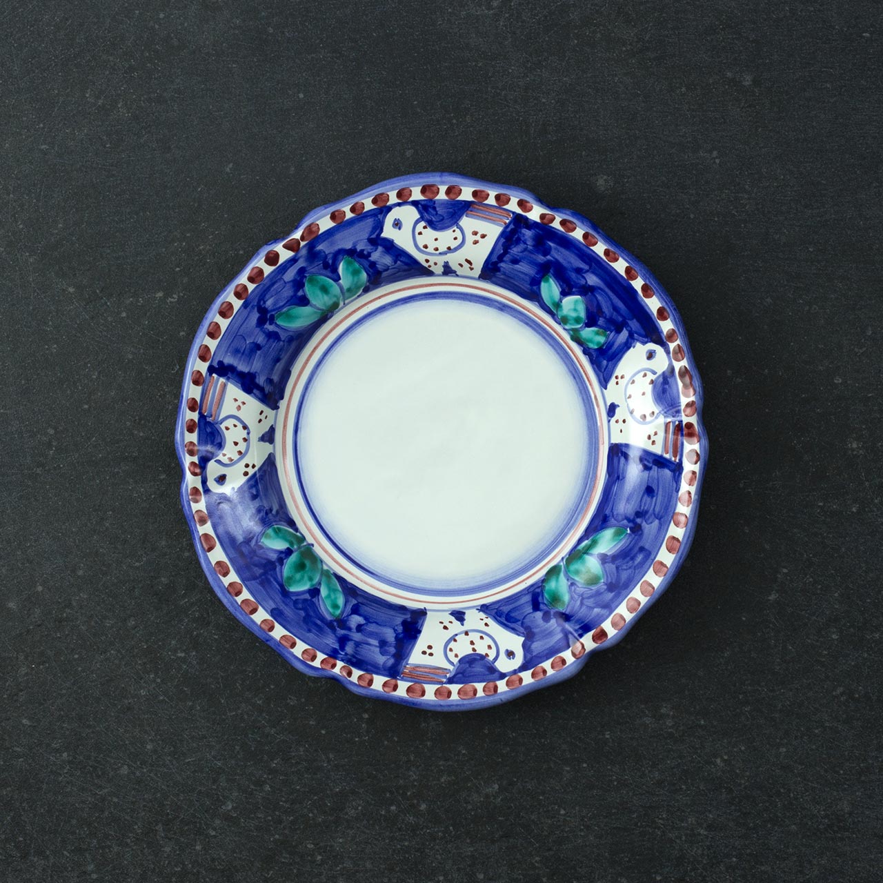 Piatto Fondo Smerlato in Ceramica Vietrese Decorato a Mano