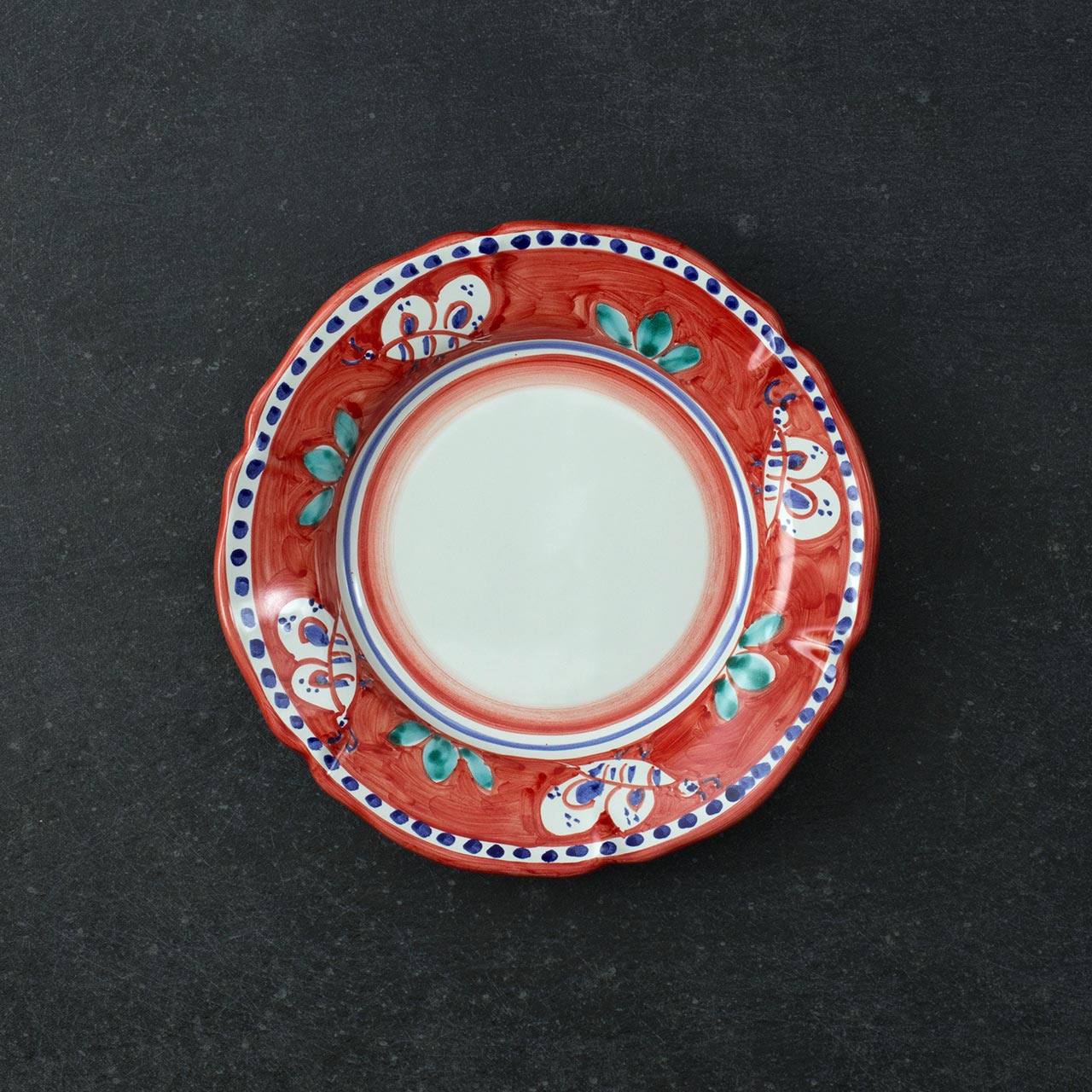 Piatto Fondo Smerlato in Ceramica Vietrese Decorato a Mano