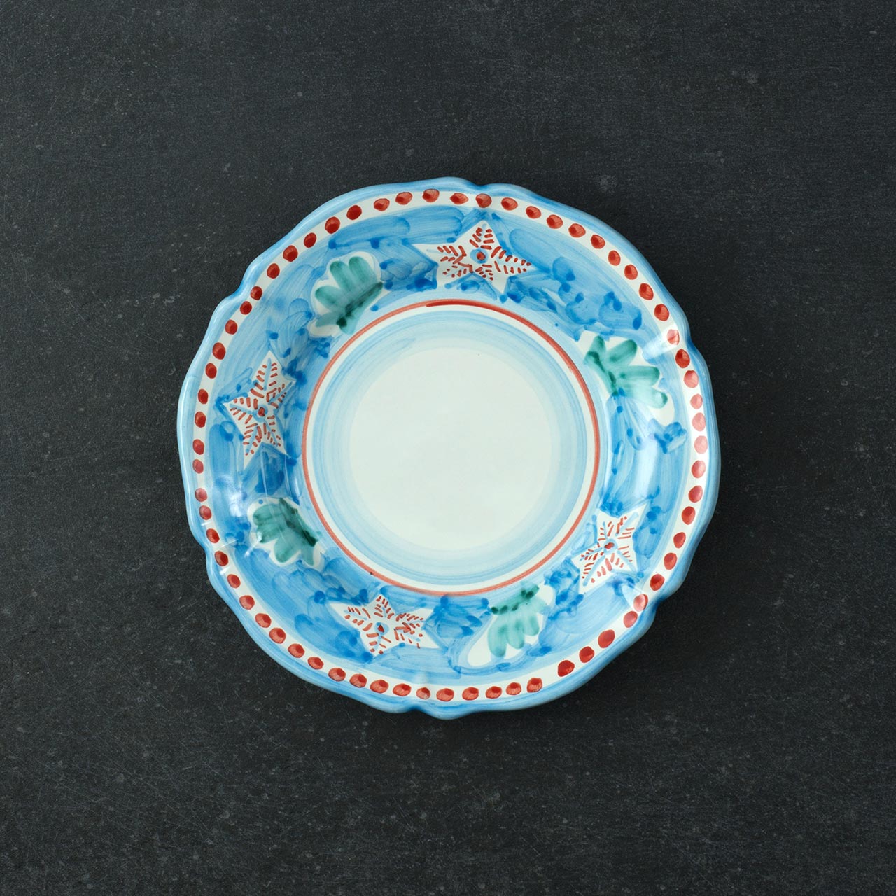 Piatto Fondo Smerlato in Ceramica Vietrese Decorato a Mano