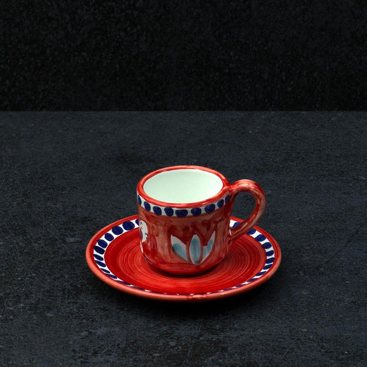 Hand-Decorated Vietri Ceramic Cup with Saucer