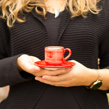 Hand-Painted Vietri Ceramic Cup with Saucer