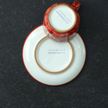 Hand-Decorated Vietri Ceramic Cup with Plate