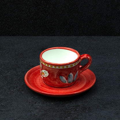 Hand-Decorated Vietri Ceramic Cup with Plate