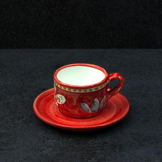 Tazza con Piatto in Ceramica Vietrese Decorati a Mano