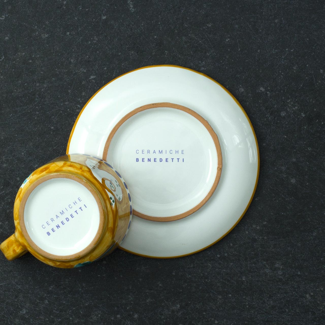 Hand-Decorated Vietri Ceramic Cup with Plate