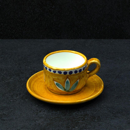 Hand-Decorated Vietri Ceramic Cup with Plate