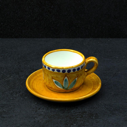 Tazza con Piatto in Ceramica Vietrese Decorati a Mano