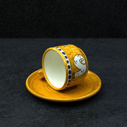 Hand-Decorated Vietri Ceramic Cup with Plate