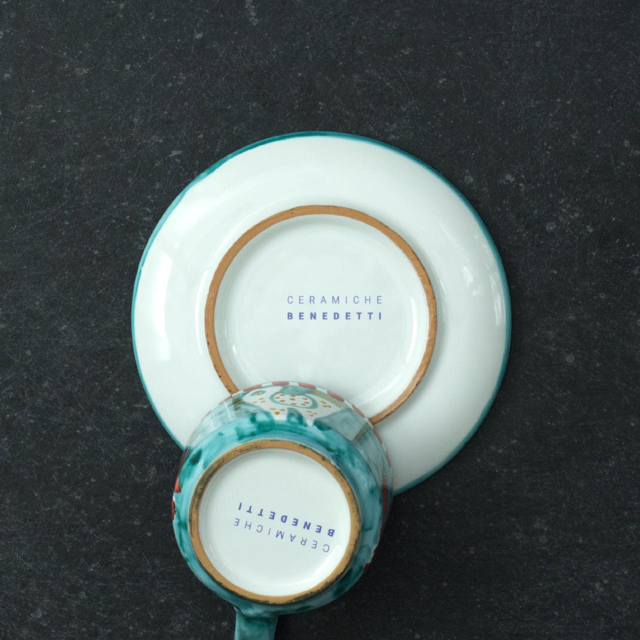 Hand-Decorated Vietri Ceramic Cup with Plate