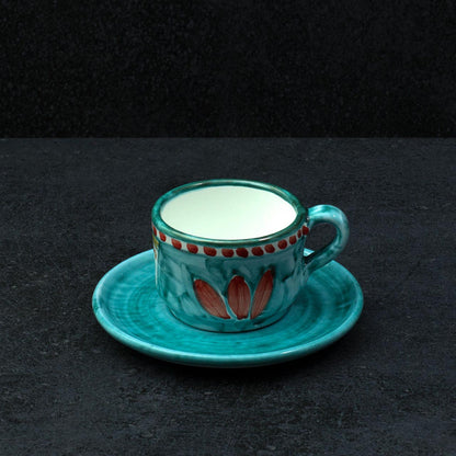 Hand-Decorated Vietri Ceramic Cup with Plate