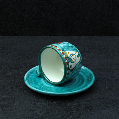 Hand-Decorated Vietri Ceramic Cup with Plate