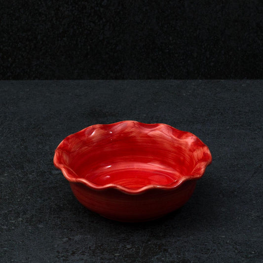 Hand-Brushed Scalloped Fruit Salad Bowl in Vietri Ceramic