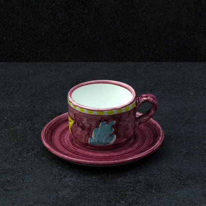 Hand-Decorated Vietri Ceramic Cup with Plate