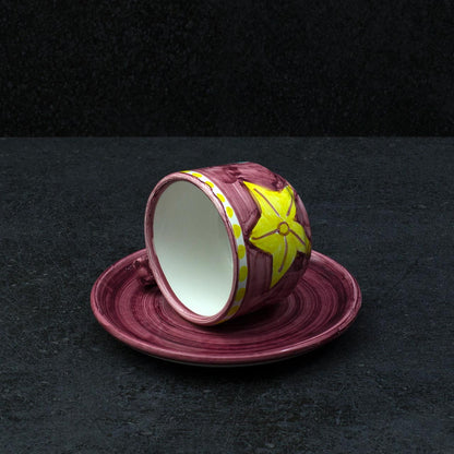 Hand-Decorated Vietri Ceramic Cup with Plate