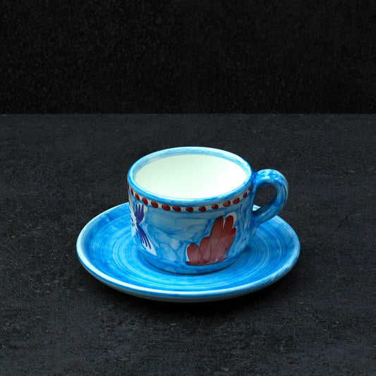 Tazza con Piatto in Ceramica Vietrese Decorati a Mano