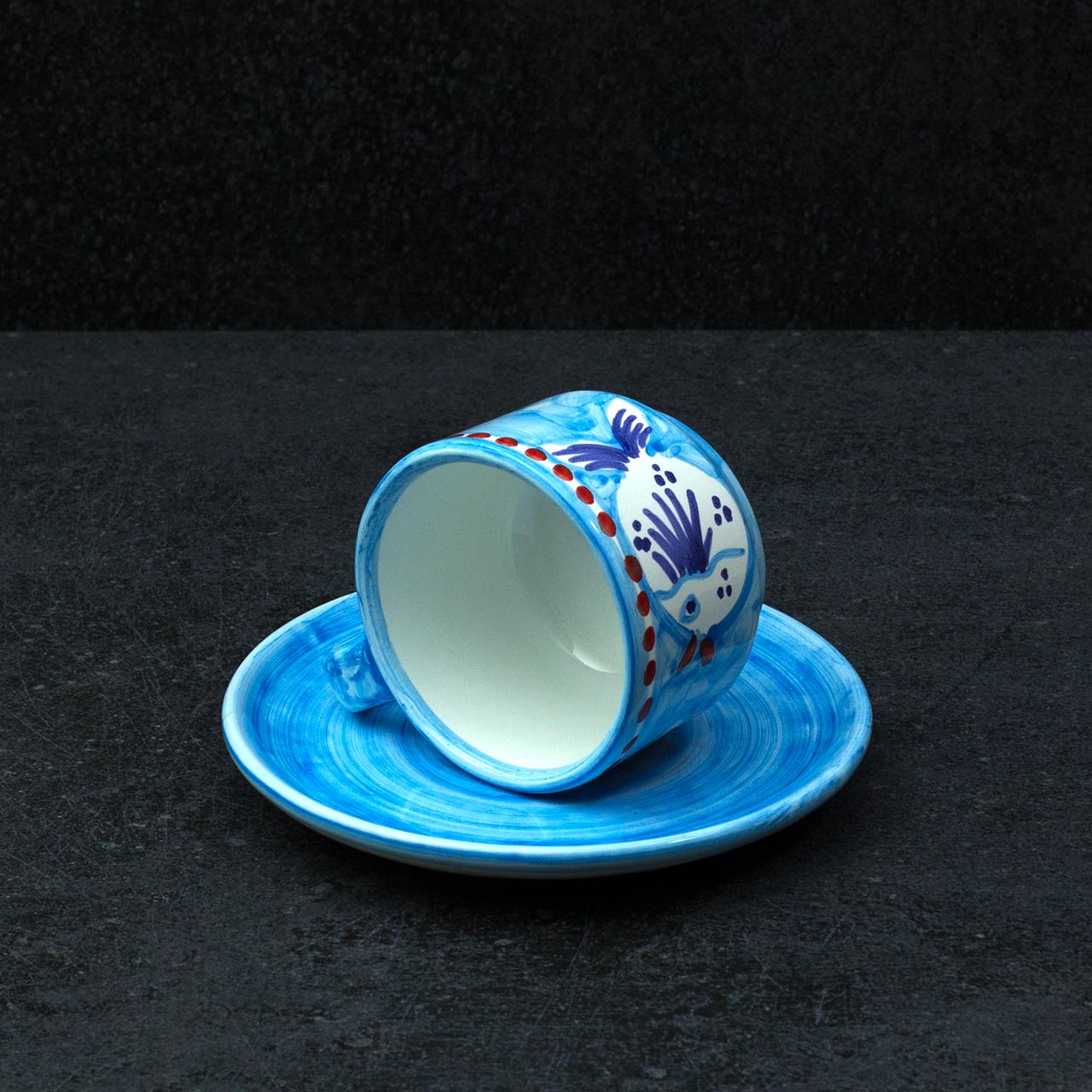 Hand-Decorated Vietri Ceramic Cup with Plate